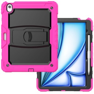 Różowe Pancerne Etui z Podstawką i Paskiem do iPad Air 13 2024