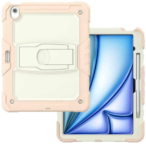 Beżowe Pancerne Etui z Podstawką i Paskiem do iPad Air 13 2024
