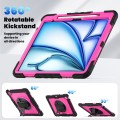 Różowo-czarne Pancerne Etui z Uchwytem i Paskiem do iPad Air 13 2024