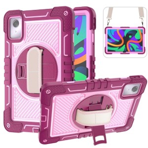 Shockproof Pancerne Mocne Etui z Uchwytem do Lenovo Tab M11 bordowe-różowe
