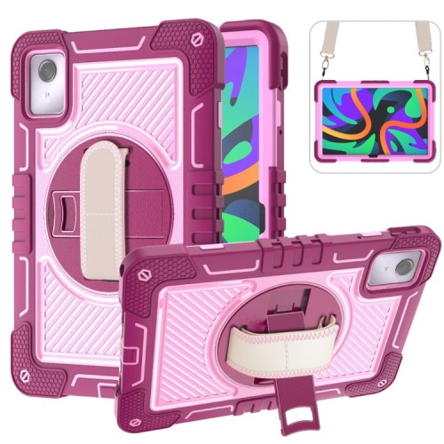 Shockproof Pancerne Mocne Etui z Uchwytem do Lenovo Tab M11 bordowe-różowe