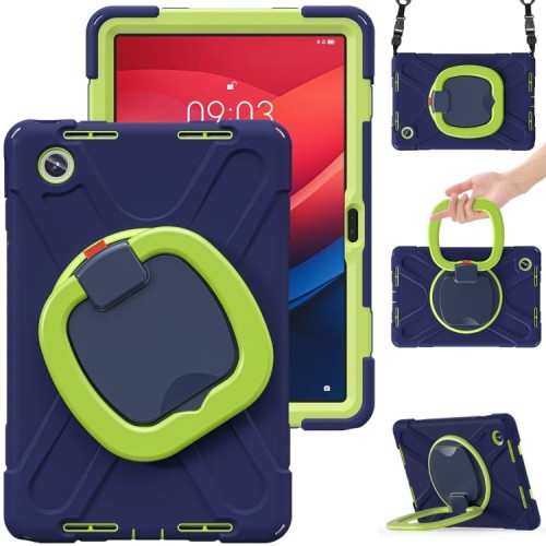 X-Shape Pancerne Mocne Etui z Uchwytem do Lenovo Tab M11 granatowo-zielone