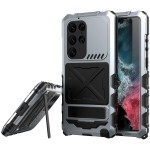 R-JUST Pancerne Metalowe Etui do Samsung Galaxy S23 Ultra 5G srebrne