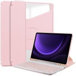 Różowe Obrotowe Etui Bezprzewodowa Klawiatura do Samsung Galaxy Tab S9 FE