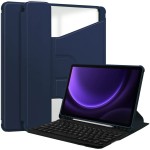 Granatowe Obrotowe Etui Bezprzewodowa Klawiatura do Samsung Galaxy Tab S9 FE