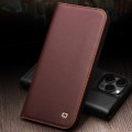 QIALINO Eleganckie Matowe Skórzane Etui do iPhone 15 Pro czarne