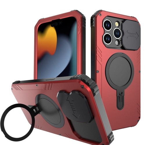 Pancerne Etui Antywstrząsowe z MagSafe do iPhone 15 Pro czerwone