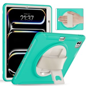 Miętowe Pancerne Etui z Uchwytem  do iPad Pro 13 2024