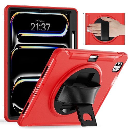 Czerwone Pancerne Etui z Uchwytem i Podstawką do iPad Pro 13 2024