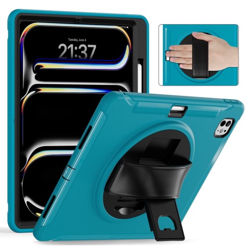 Niebieskie Pancerne Etui z Uchwytem i Podstawką do iPad Pro 13 2024