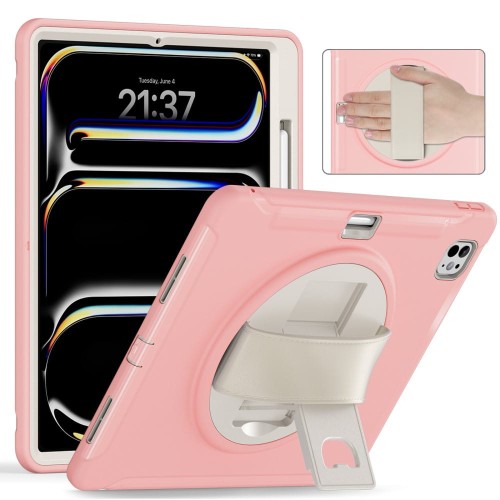 Różowe Pancerne Etui z Uchwytem i Podstawką do iPad Pro 13 2024