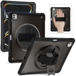 Czarne Pancerne Etui z Uchwytem i Podstawką do iPad Pro 13 2024