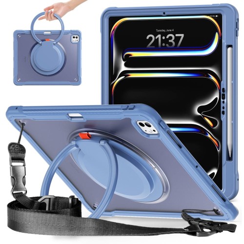 Pancerne Etui z Uchwytem, Podstawką i Paskiem do iPad Pro 13 2024 lawendowe