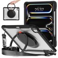 Pancerne Etui z Uchwytem, Podstawką i Paskiem do iPad Pro 13 2024 transparentno-czarne
