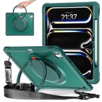 Pancerne Etui z Uchwytem, Podstawką i Paskiem do iPad Pro 13 2024 zielone