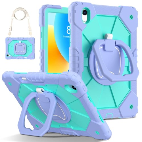 Pancerne Etui z Uchwytem i Paskiem do Huawei MatePad 11.5 2023 fioletowo-zielone