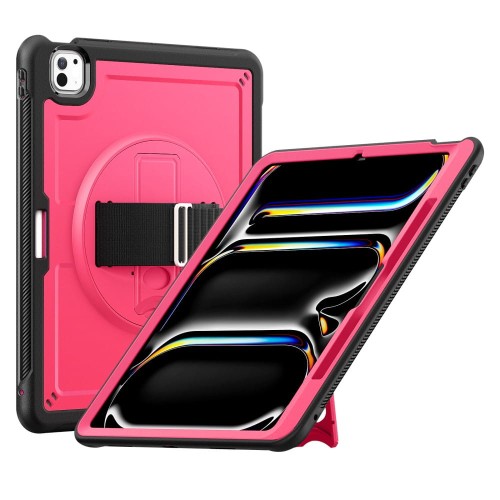 Mocne Etui z Uchwytem, Podstawką i Paskiem do iPad Pro 13 2024 różowe