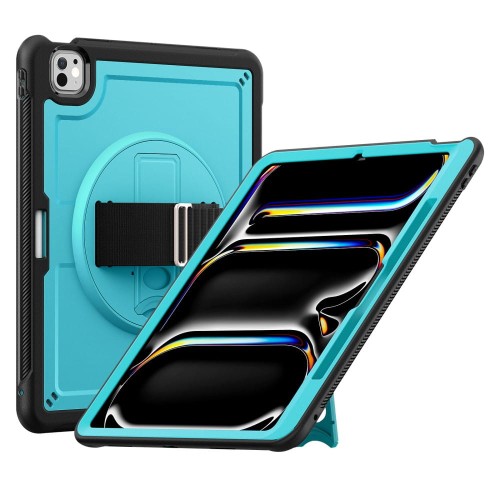 Mocne Etui z Uchwytem, Podstawką i Paskiem do iPad Pro 13 2024 niebieskie