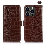 Skórzane Etui Pokrowiec do iPhone 16 Pro Max brązowe 