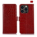 Skórzane Etui Pokrowiec do iPhone 16 Pro Max czerwone