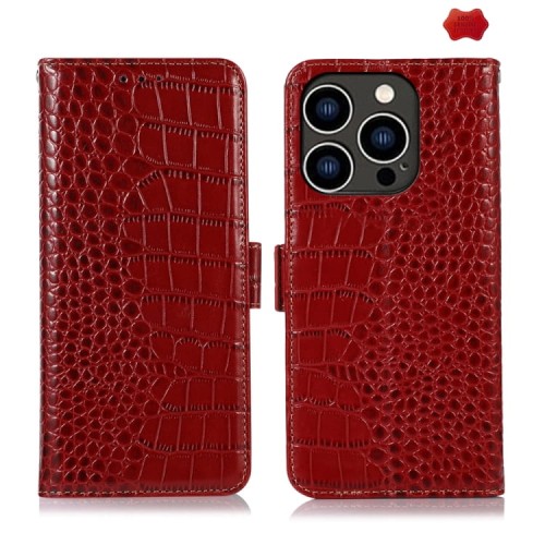 Skórzane Etui Pokrowiec do iPhone 16 Pro Max czerwone