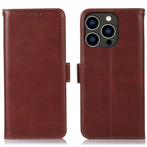 Skórzane Etui Pokrowiec RFID do iPhone 16 Pro Max brązowy