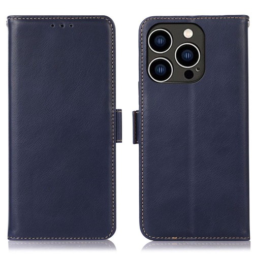 Skórzane Etui Pokrowiec RFID do iPhone 16 Pro Max granatowy