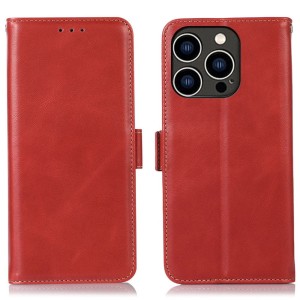 Skórzane Etui Pokrowiec RFID do iPhone 16 Pro Max czerwony