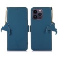 Skórzane Etui Pokrowiec RFID do iPhone 16 Pro Max niebieski