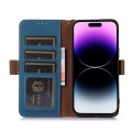 Skórzane Etui Pokrowiec RFID do iPhone 16 Pro Max niebieski