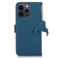 Skórzane Etui Pokrowiec RFID do iPhone 16 Pro Max niebieski