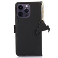 Skórzane Etui Pokrowiec RFID do iPhone 16 Pro Max czarny
