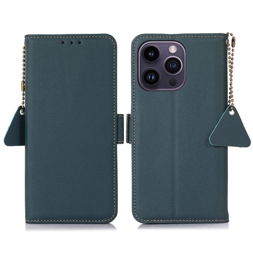 Skórzane Etui Pokrowiec RFID do iPhone 16 Pro Max zielony