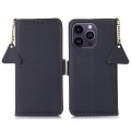 Skórzane Etui Pokrowiec RFID do iPhone 16 Pro Max granatowy