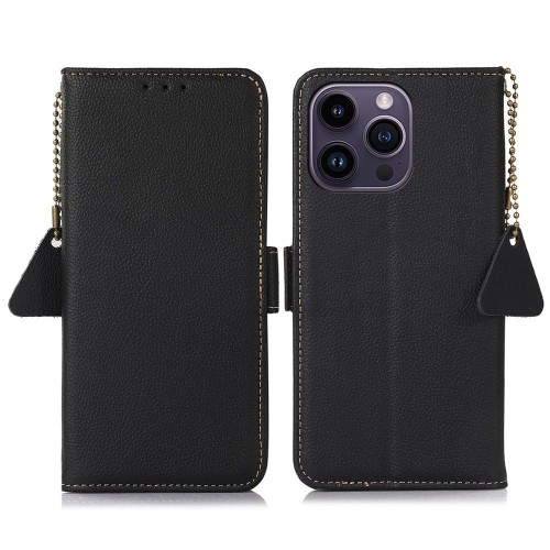 Skórzane Etui Pokrowiec RFID do iPhone 16 Pro Max czarny