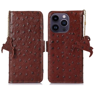 Skórzane Etui Pokrowiec RFID do iPhone 16 Pro Max brązowy