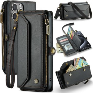 Czarne Etui Pokrowiec Portfel CASEME do iPhone 16 Pro Max