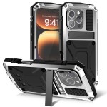 R-JUST Pancerne Etui Antywstrząsowe do iPhone 16 Pro Max srebrne