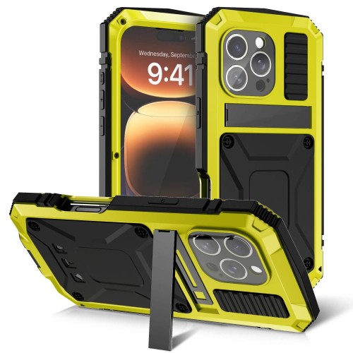 R-JUST Pancerne Etui Antywstrząsowe do iPhone 16 Pro Max żółte