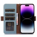Skórzane Etui Pokrowiec RFID do iPhone 16 Pro Max niebieskie