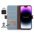 Skórzane Etui Pokrowiec RFID do iPhone 16 Pro Max niebieskie