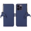 Skórzane Etui Pokrowiec RFID do iPhone 16 Pro Max granatowe