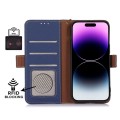 Skórzane Etui Pokrowiec RFID do iPhone 16 Pro Max granatowe