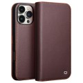 QIALINO Eleganckie Skórzane Matowe Etui do iPhone 16 Pro Max brązowe