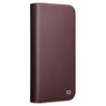 QIALINO Eleganckie Skórzane Matowe Etui do iPhone 16 Pro Max brązowe