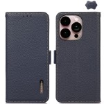 Skórzane Etui KHAZNEH z RFID do iPhone 16 Pro Max niebieskie
