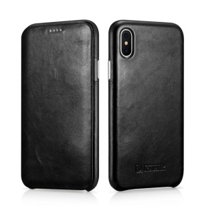 Skórzany Pokrowiec iCARER iPhone X (TEN) czarny
