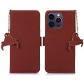 Skórzane Etui Pokrowiec RFID do iPhone 16 Pro brązowy