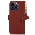 Skórzane Etui Pokrowiec RFID do iPhone 16 Pro brązowy