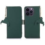 Skórzane Etui Pokrowiec RFID do iPhone 16 Pro zielony